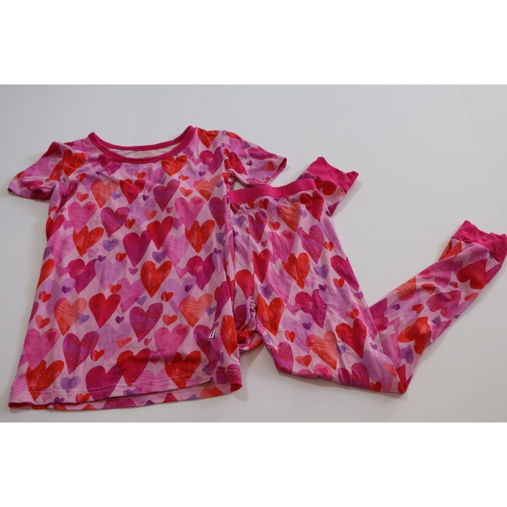 Little Sleepies Watercolor Hearts Short Sleeve Pajama Set 7/8